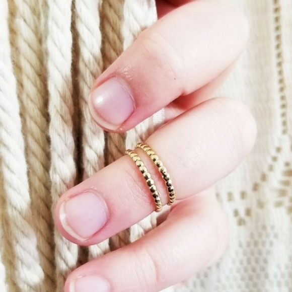 Jewelry - 14k Gold Beaded Stacking Small Knuckle Midi Ring